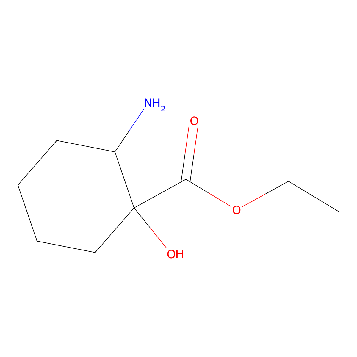 rac-ethyl (1R,2R)-2-amino-1-hydroxycyclohexane-1-carboxylate molecular structure, CAS 2580092-73-3