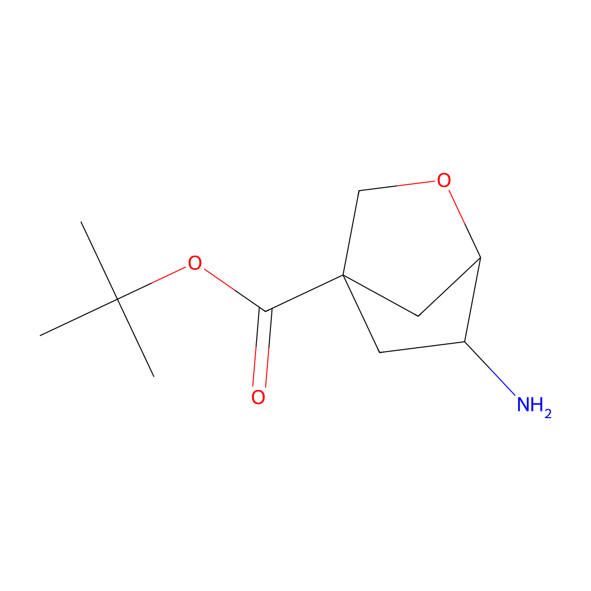 rac-tert-butyl (1R,4S,6R)-6-amino-2-oxabicyclo[2.2.1]heptane-4-carboxylate molecular structure, CAS 2580092-77-7