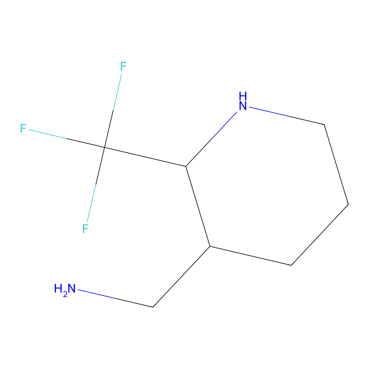 rac-1-[(2R,3R)-2-(trifluoromethyl)piperidin-3-yl]methanamine molecular structure, CAS 2580092-80-2