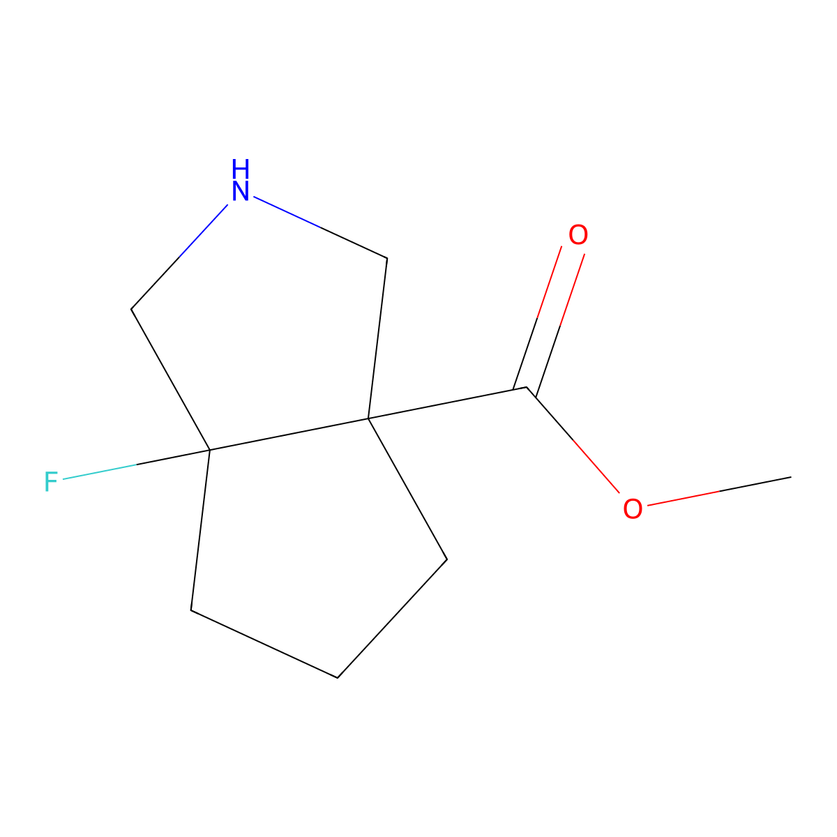 rac-methyl (3aR,6aS)-6a-fluoro-octahydrocyclopenta[c]pyrrole-3a-carboxylate molecular structure, CAS 2580092-94-8