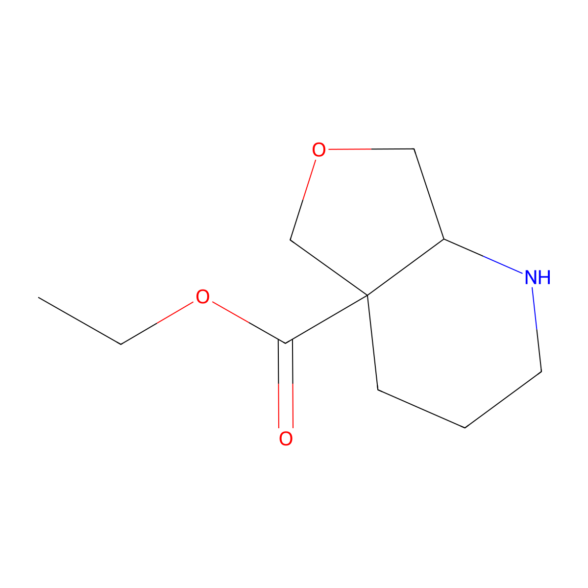 rac-ethyl (4aR,7aS)-octahydrofuro[3,4-b]pyridine-4a-carboxylate molecular structure, CAS 2580092-95-9