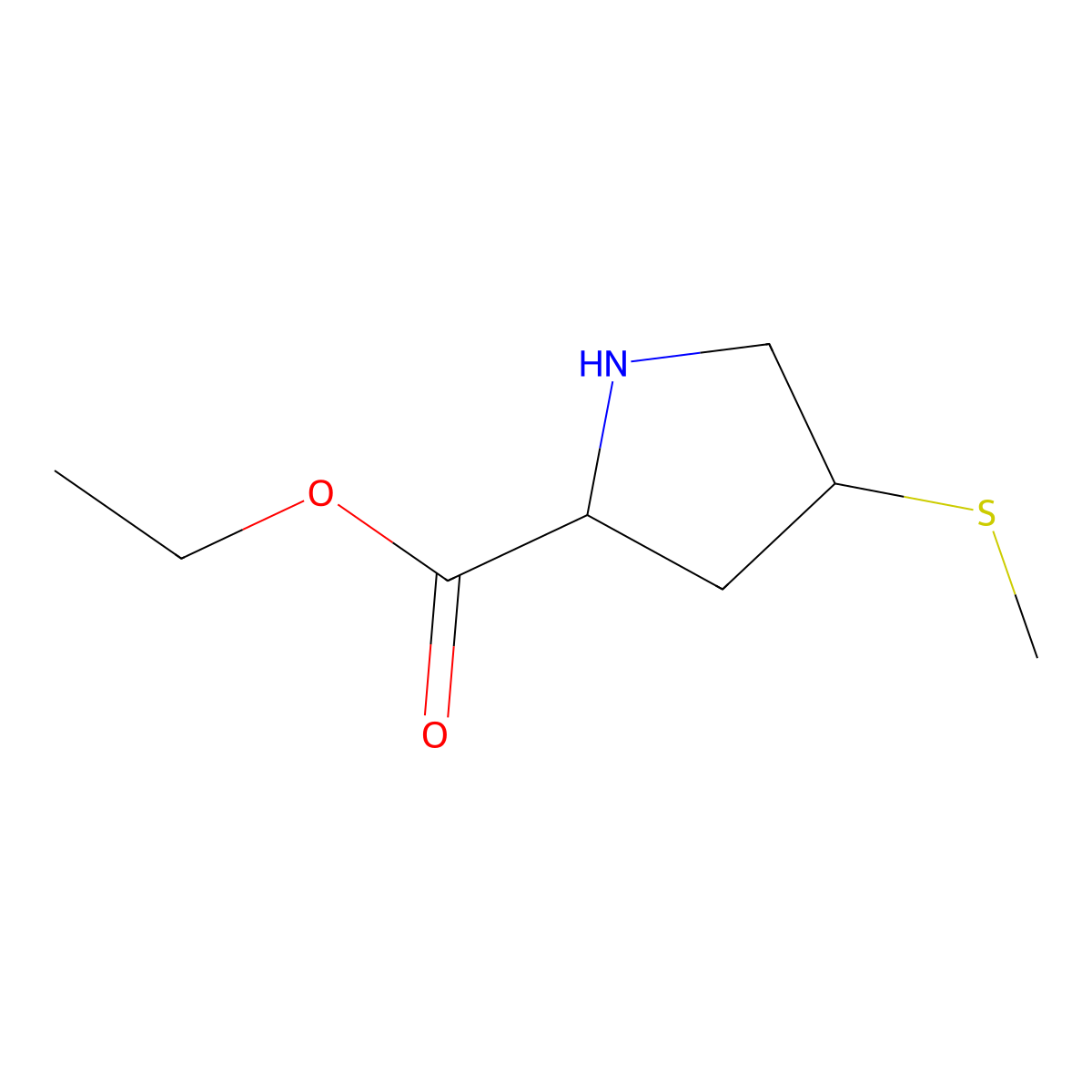 ethyl (2S,4R)-4-(methylsulfanyl)pyrrolidine-2-carboxylate molecular structure, CAS 2580093-04-3