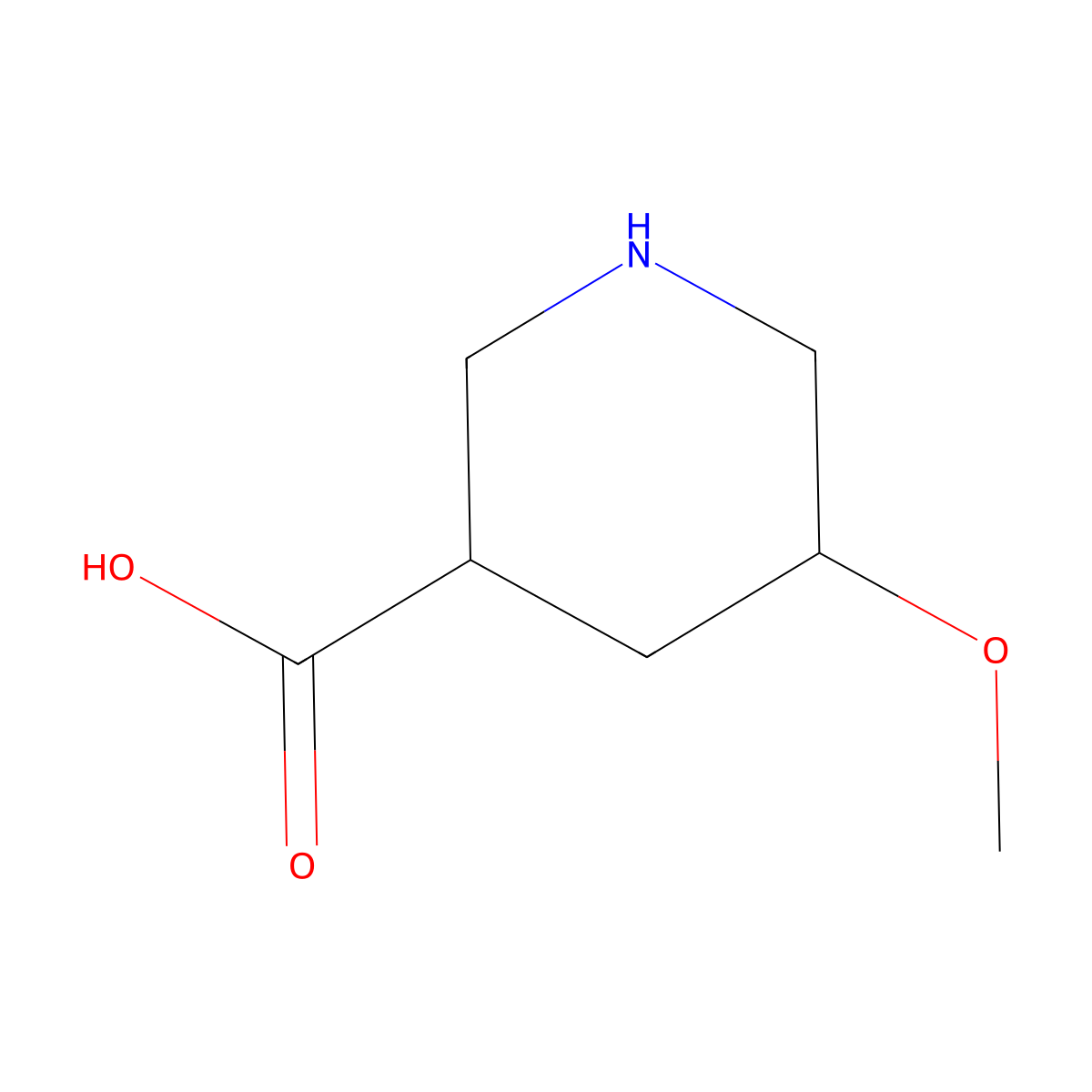 rac-(3R,5S)-5-methoxypiperidine-3-carboxylic acid molecular structure, CAS 2580093-06-5