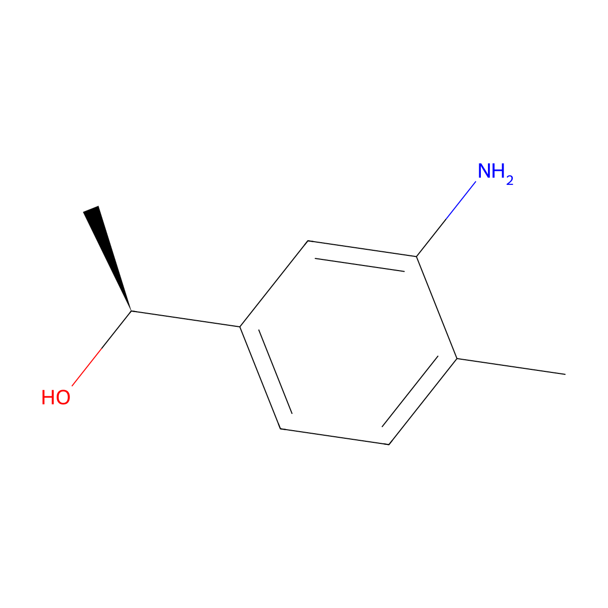 (1S)-1-(3-amino-4-methylphenyl)ethan-1-ol molecular structure, CAS 2580093-07-6