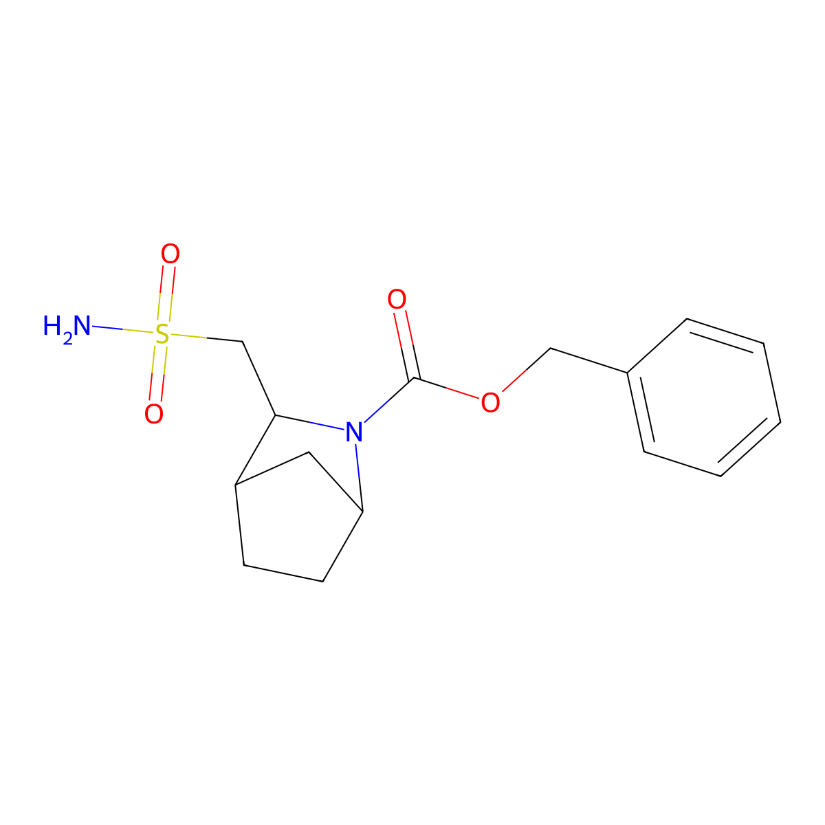 benzyl (1R,3S,4S)-3-(sulfamoylmethyl)-2-azabicyclo[2.2.1]heptane-2-carboxylate molecular structure, CAS 2580093-13-4