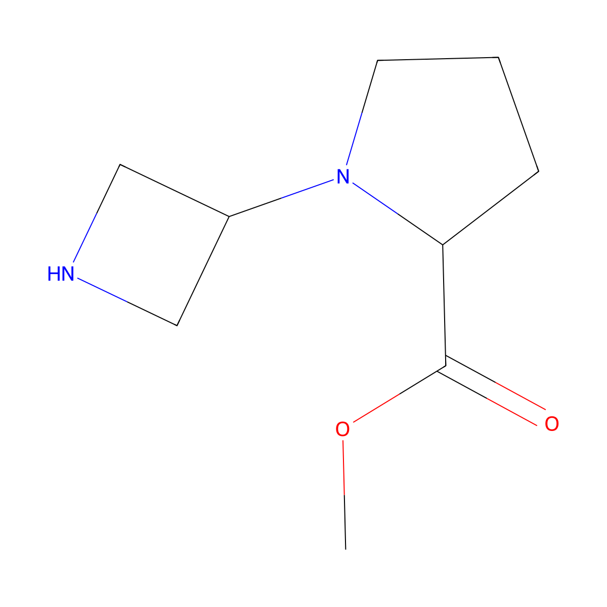 methyl (2R)-1-(azetidin-3-yl)pyrrolidine-2-carboxylate molecular structure, CAS 2580093-14-5