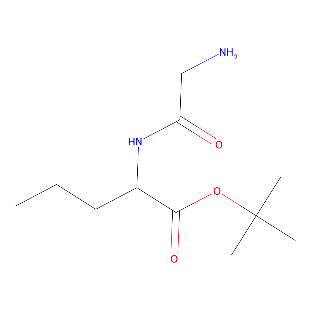 tert-butyl (2R)-2-(2-aminoacetamido)pentanoate molecular structure, CAS 2580093-29-2