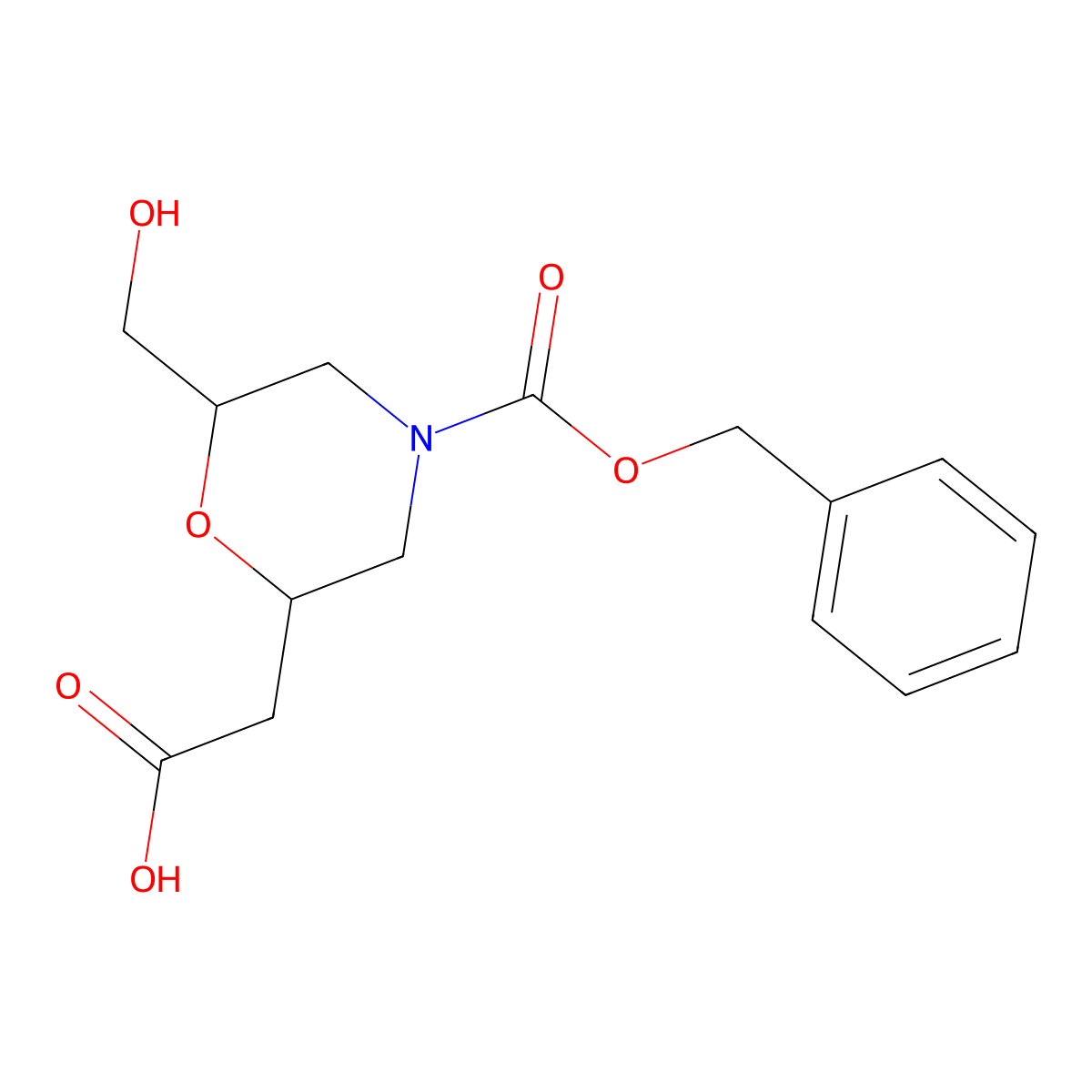 rac-2-[(2R,6R)-4-[(benzyloxy)carbonyl]-6-(hydroxymethyl)morpholin-2-yl]acetic acid molecular structure, CAS 2580093-31-6