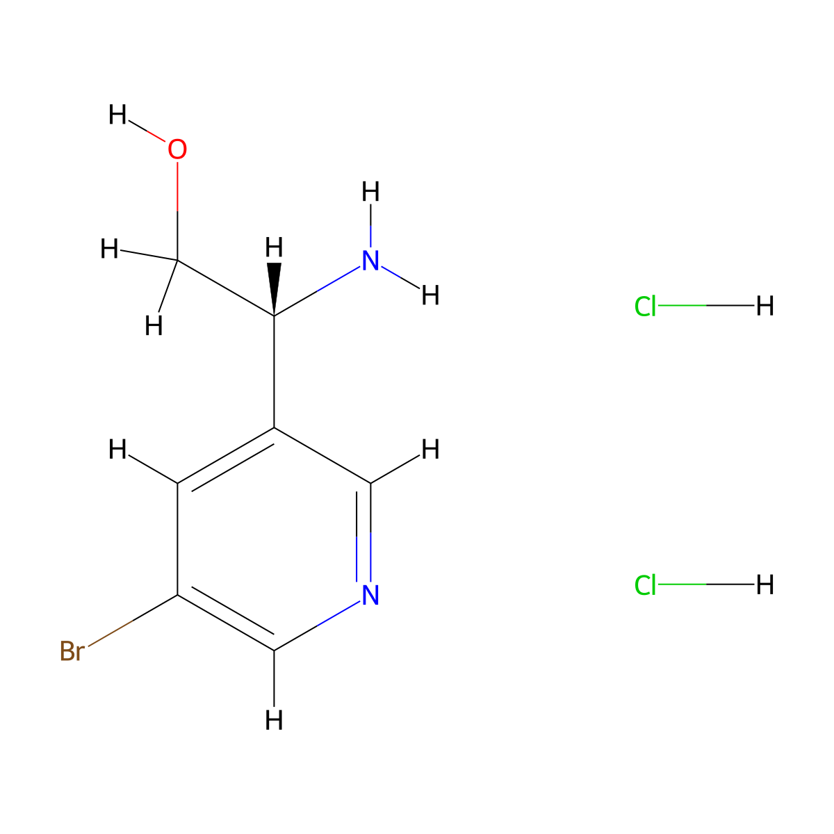 (2R)-2-amino-2-(5-bromopyridin-3-yl)ethan-1-ol dihydrochloride molecular structure, CAS 2580093-40-7