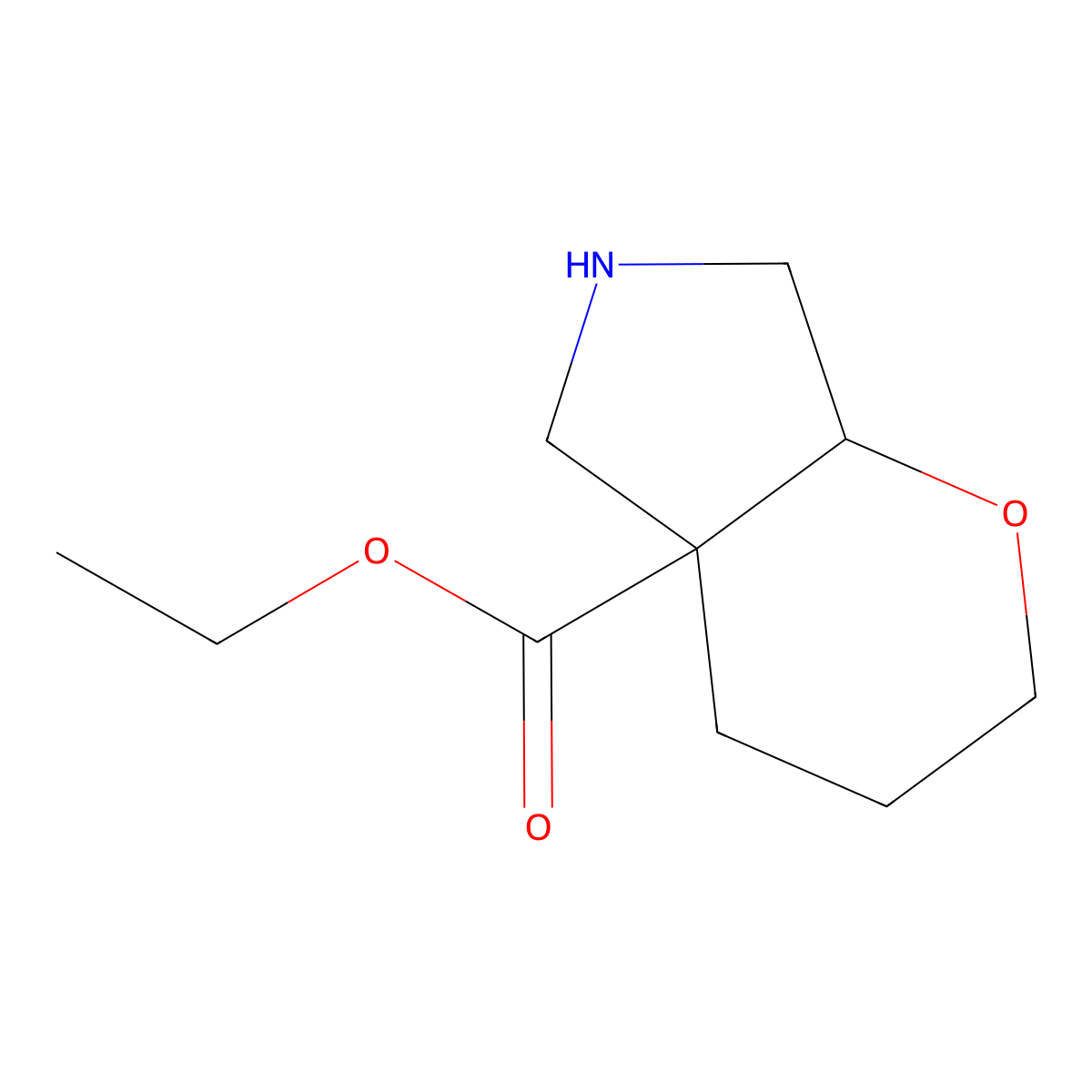 rac-ethyl (4aR,7aS)-octahydropyrano[2,3-c]pyrrole-4a-carboxylate molecular structure, CAS 2580093-44-1
