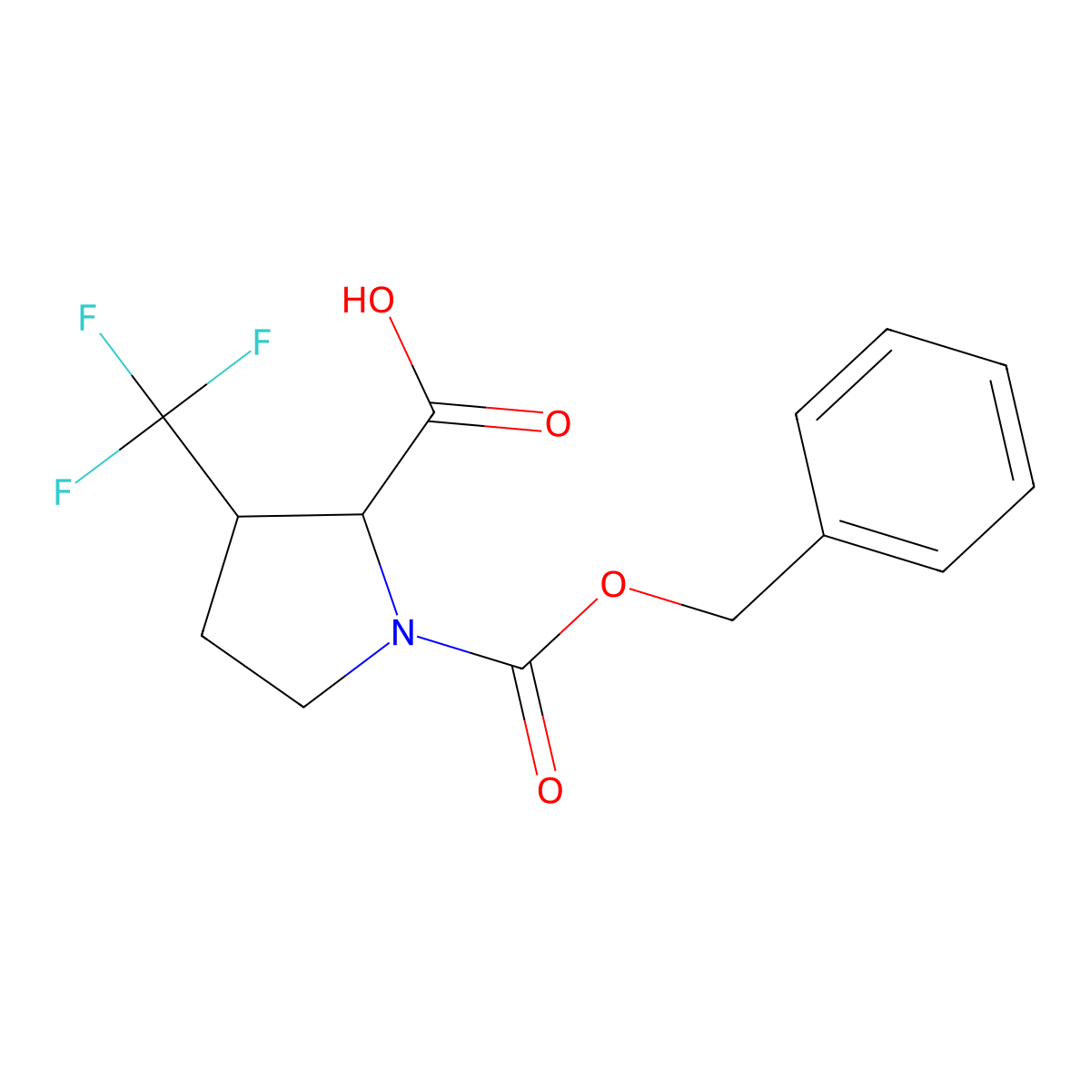 rac-(2R,3R)-1-[(benzyloxy)carbonyl]-3-(trifluoromethyl)pyrrolidine-2-carboxylic acid molecular structure, CAS 2580093-49-6