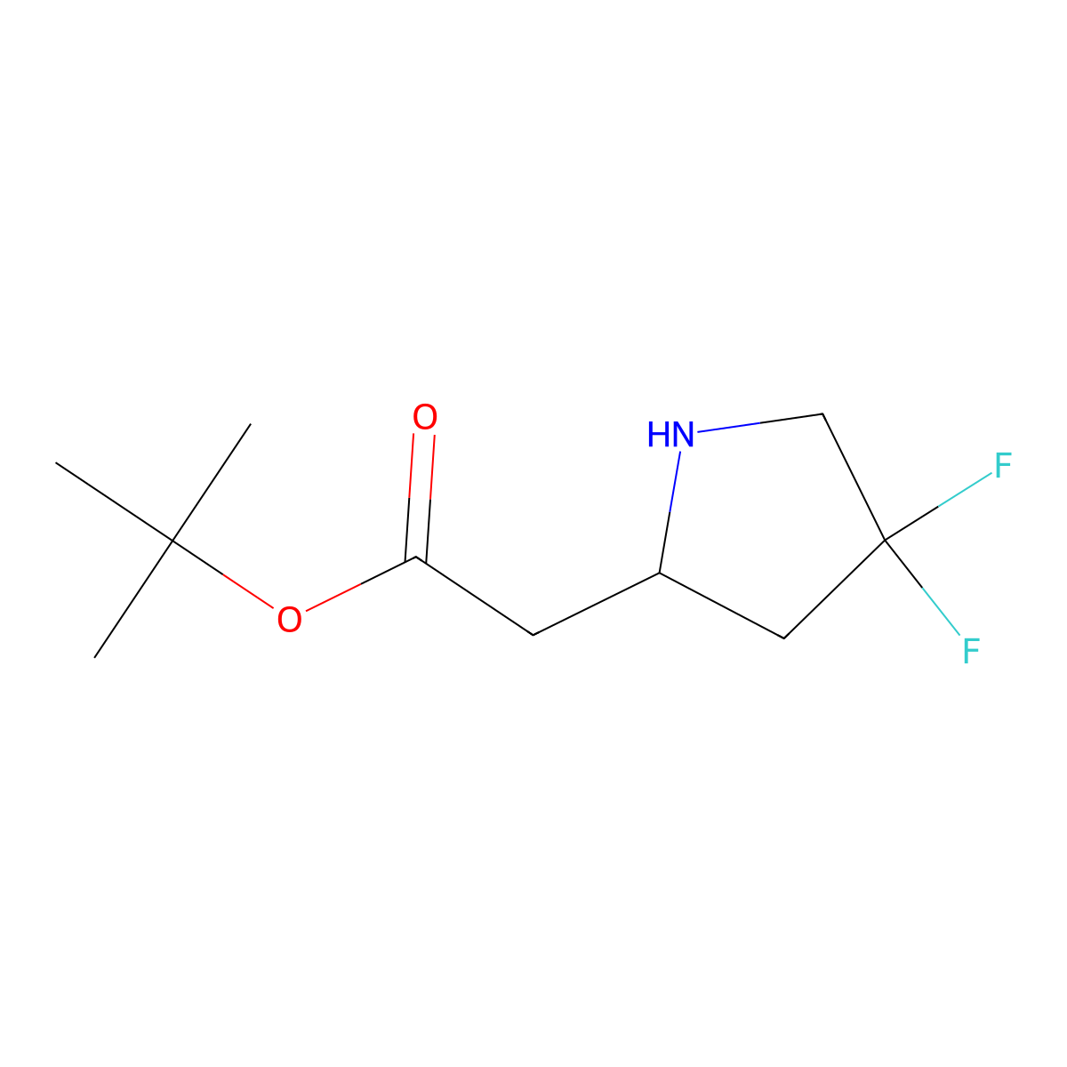 tert-butyl 2-[(2R)-4,4-difluoropyrrolidin-2-yl]acetate molecular structure, CAS 2580093-66-7
