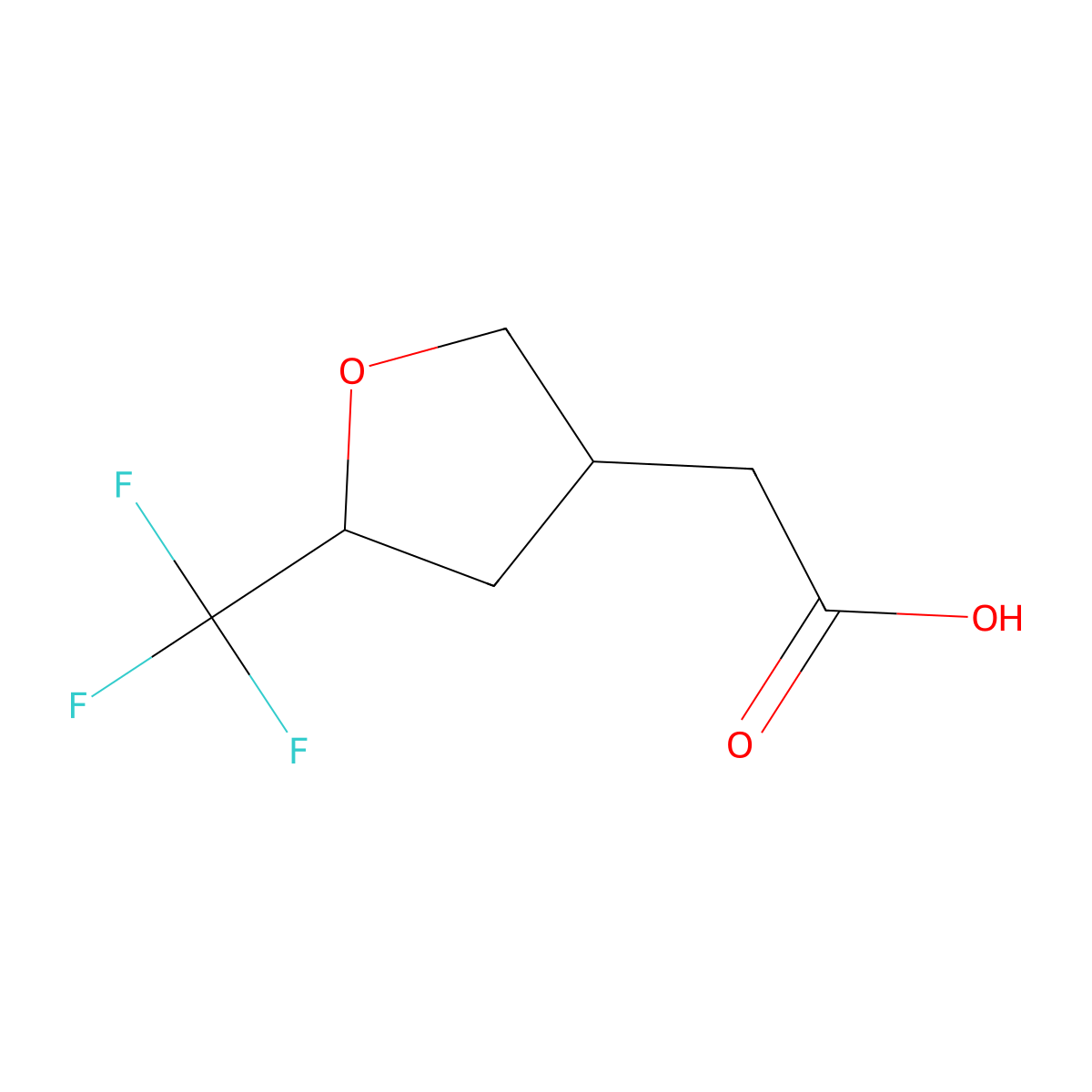 rac-2-[(3R,5S)-5-(trifluoromethyl)oxolan-3-yl]aceticacid,cis molecular structure, CAS 2580093-71-4