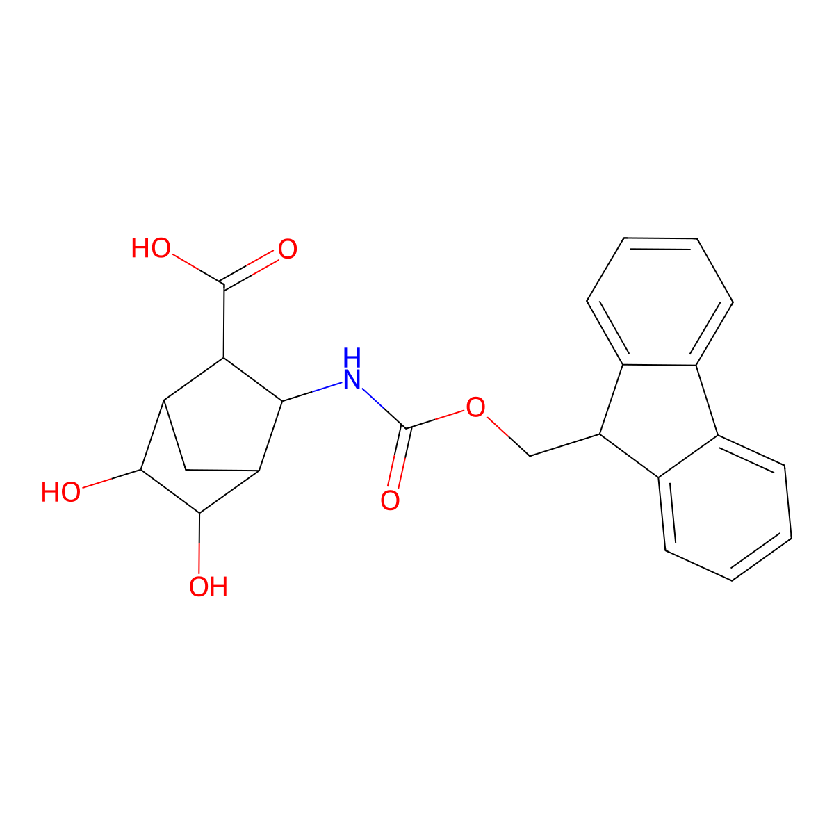 rac-(1R,2S,3R,4S,5S,6R)-3-({[(9H-fluoren-9-yl)methoxy]carbonyl}amino)-5,6-dihydroxybicyclo[2.2.1]heptane-2-carboxylic acid molecular structure, CAS 2580093-72-5