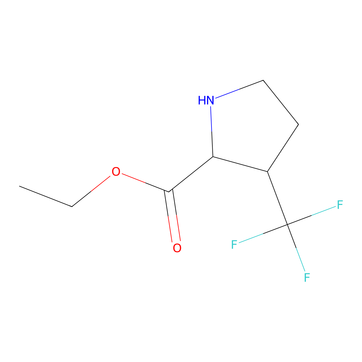 ethyl (2S,3R)-3-(trifluoromethyl)pyrrolidine-2-carboxylate molecular structure, CAS 2580093-86-1