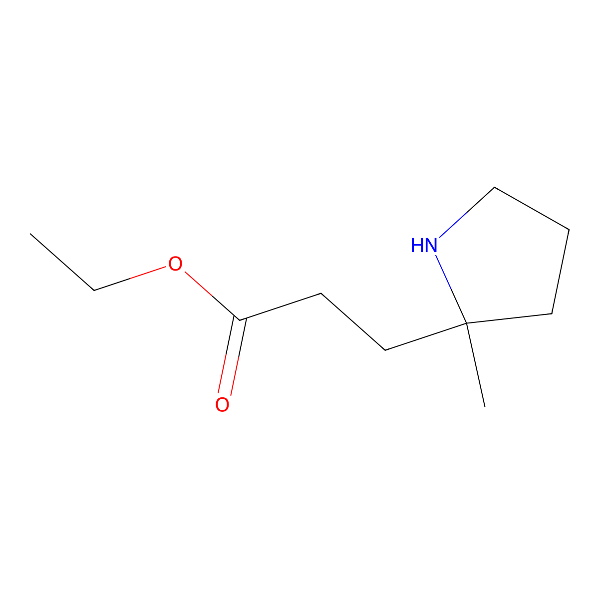ethyl 3-[(2S)-2-methylpyrrolidin-2-yl]propanoate molecular structure, CAS 2580094-03-5