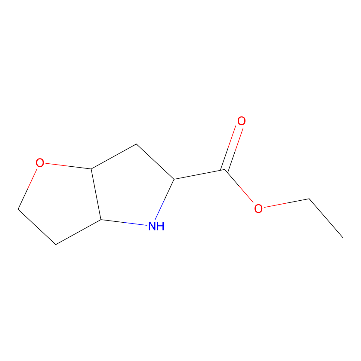 rac-ethyl (3aR,5R,6aR)-hexahydro-2H-furo[3,2-b]pyrrole-5-carboxylate molecular structure, CAS 2580094-11-5