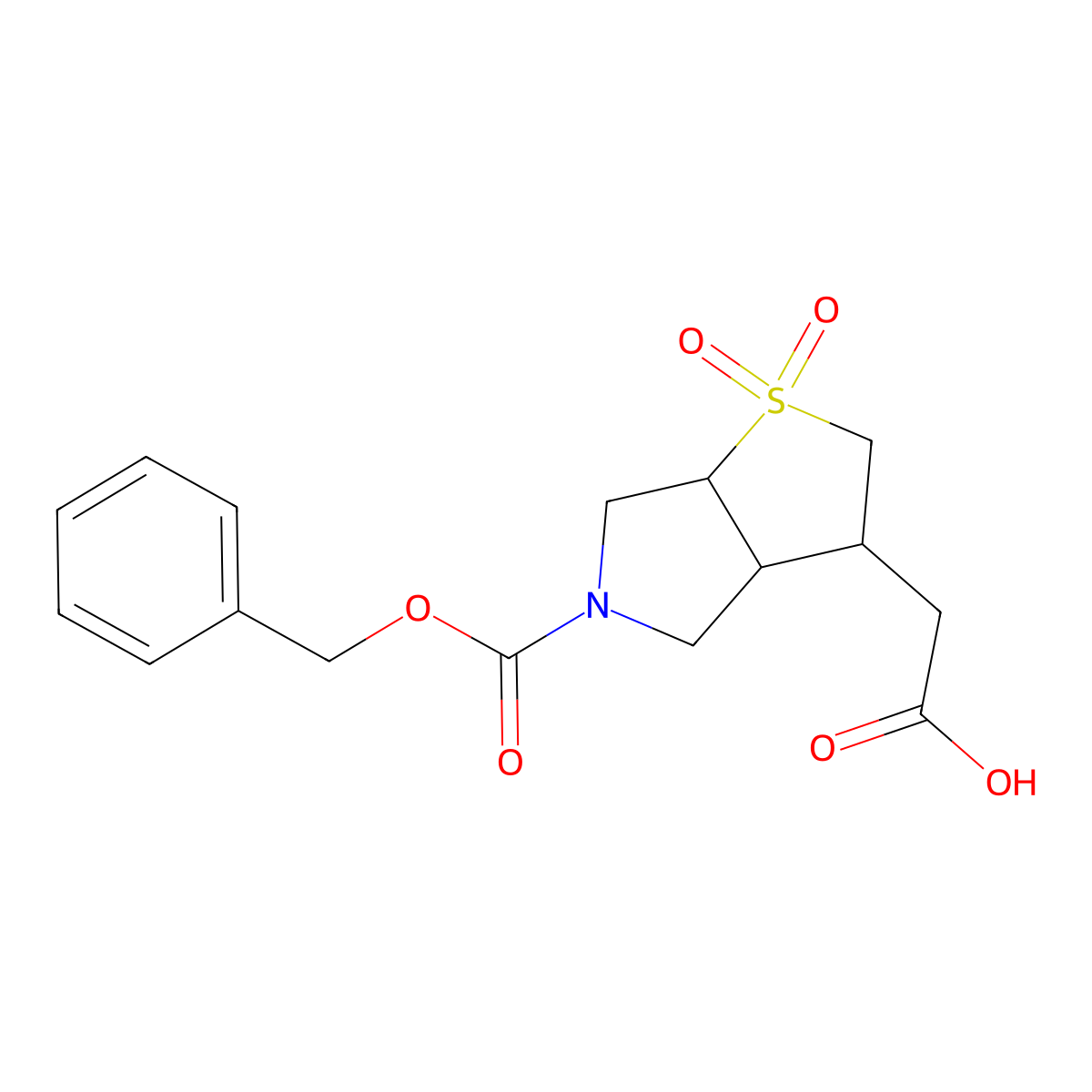 rac-2-[(3R,3aS,6aS)-5-[(benzyloxy)carbonyl]-1,1-dioxo-hexahydro-2H-1lambda6-thieno[2,3-c]pyrrol-3-yl]acetic acid molecular structure, CAS 2580094-18-2