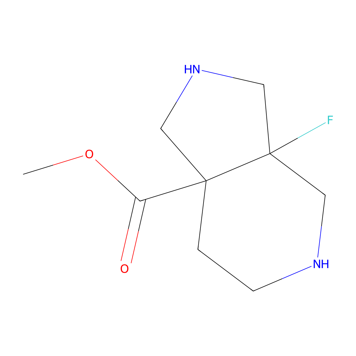 rac-methyl (3aR,7aR)-3a-fluoro-octahydro-1H-pyrrolo[3,4-c]pyridine-7a-carboxylate molecular structure, CAS 2580094-27-3
