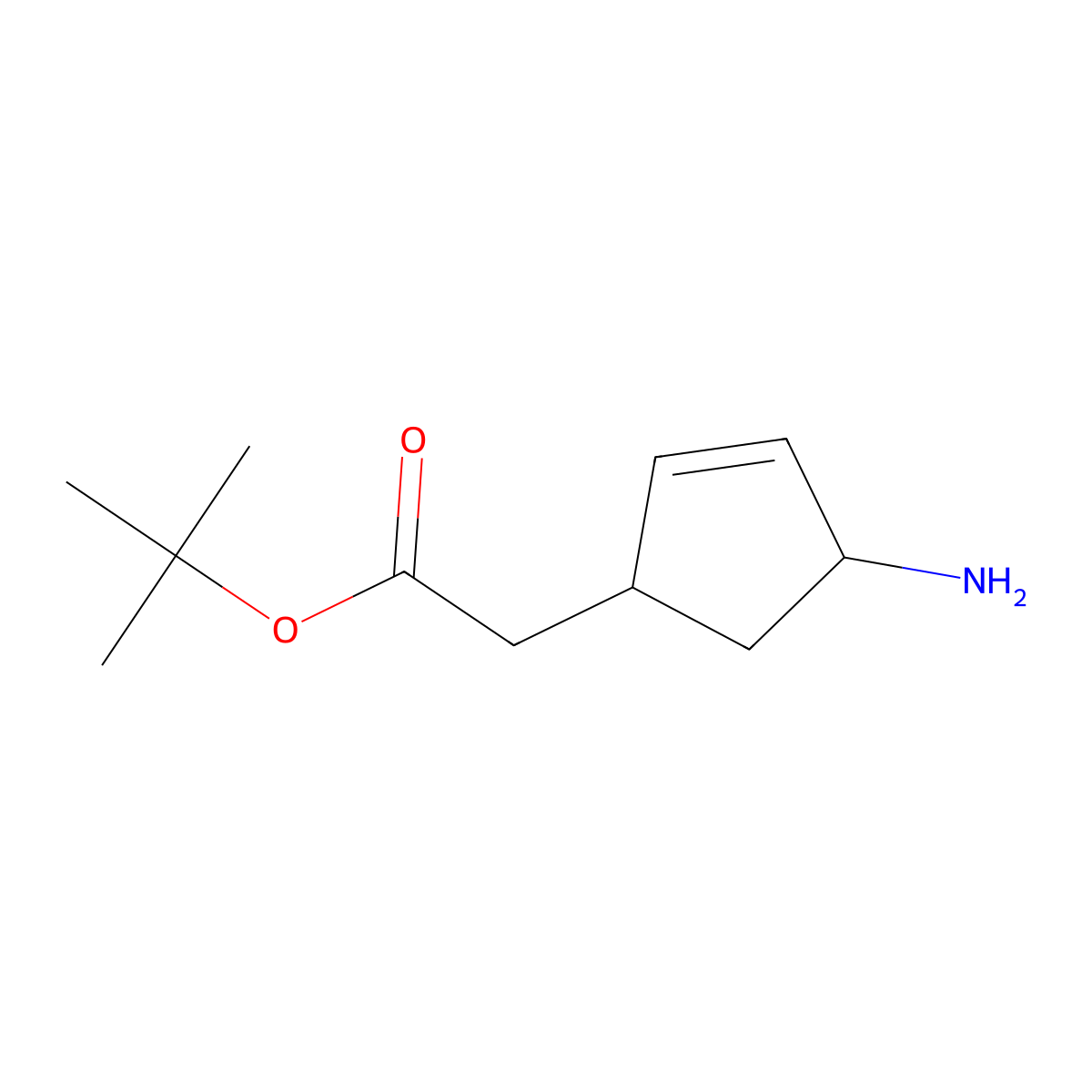 tert-butyl 2-[(1S,4S)-4-aminocyclopent-2-en-1-yl]acetate molecular structure, CAS 2580094-29-5
