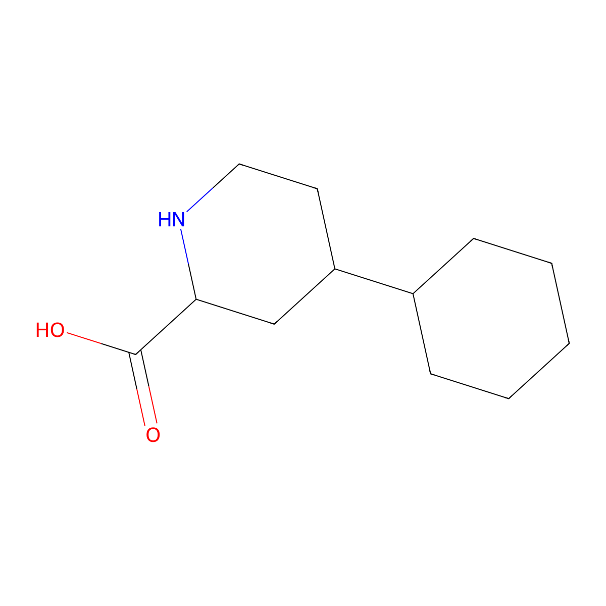 rac-(2R,4S)-4-cyclohexylpiperidine-2-carboxylic acid molecular structure, CAS 2580094-36-4