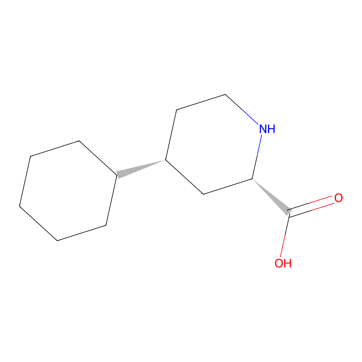 rac-(2R,4S)-4-cyclohexylpiperidine-2-carboxylic acid molecular structure, CAS 2580094-36-4