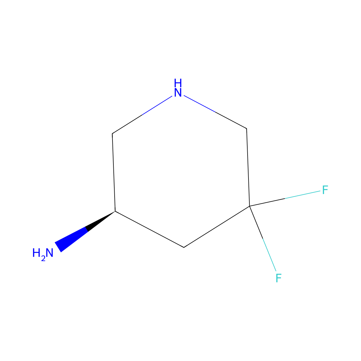 (3R)-5,5-Difluoropiperidin-3-amine molecular structure, CAS 2580094-38-6