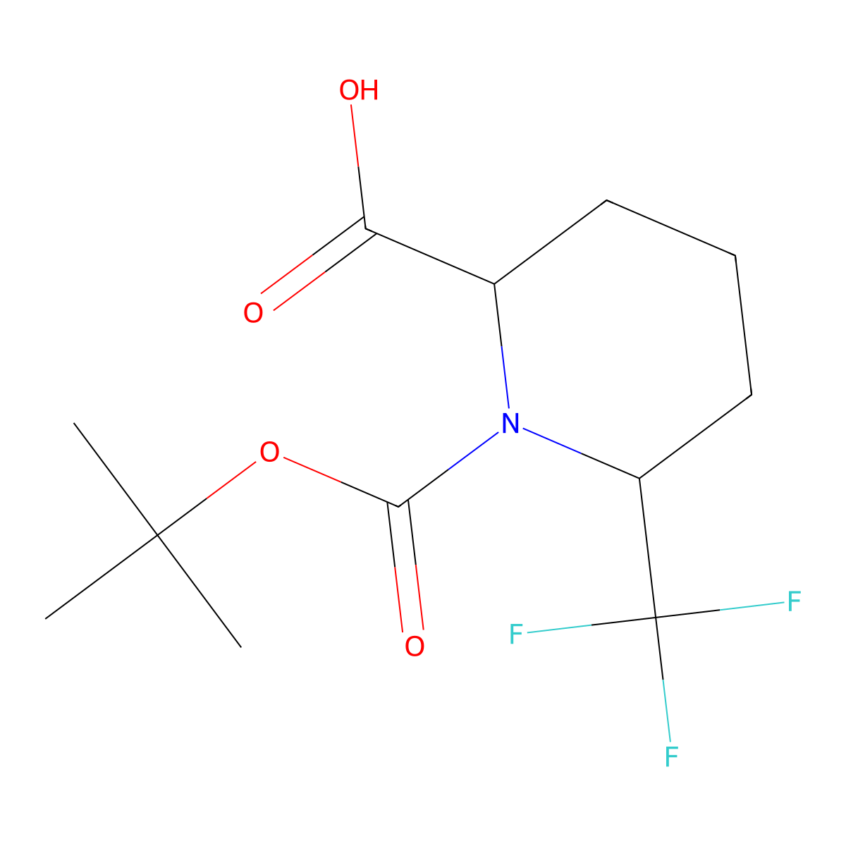 rac-(2R,6S)-1-[(tert-butoxy)carbonyl]-6-(trifluoromethyl)piperidine-2-carboxylic acid molecular structure, CAS 2580094-58-0