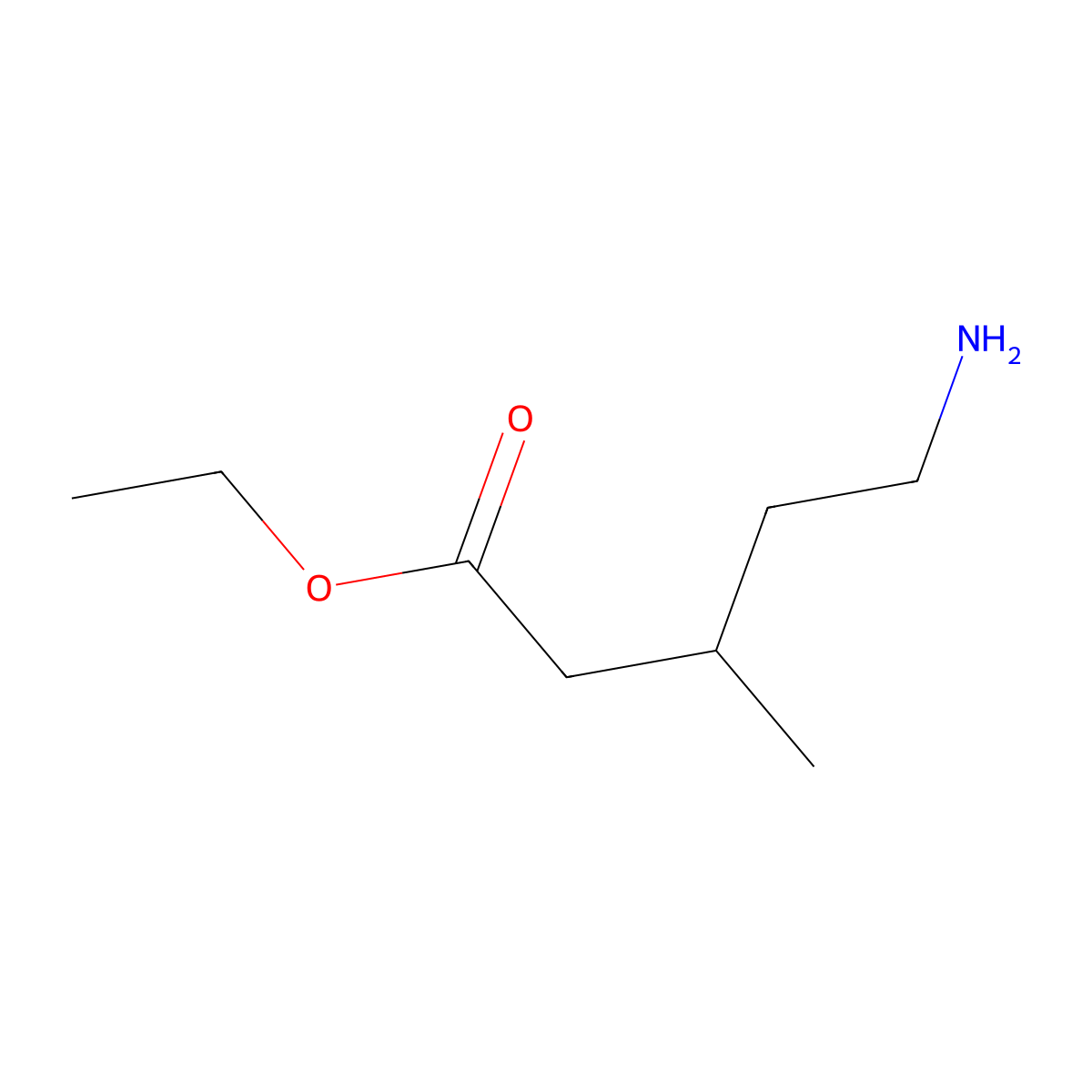 ethyl (3R)-5-amino-3-methylpentanoate molecular structure, CAS 2580094-61-5