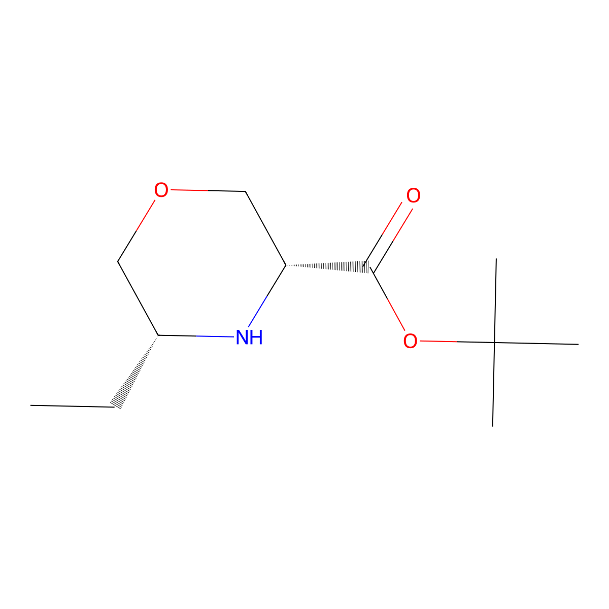 rac-tert-butyl (3R,5R)-5-ethylmorpholine-3-carboxylate molecular structure, CAS 2580094-65-9