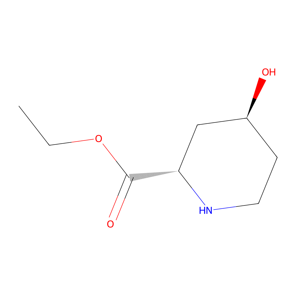 rac-ethyl (2R,4R)-4-hydroxypiperidine-2-carboxylate molecular structure, CAS 2580094-69-3