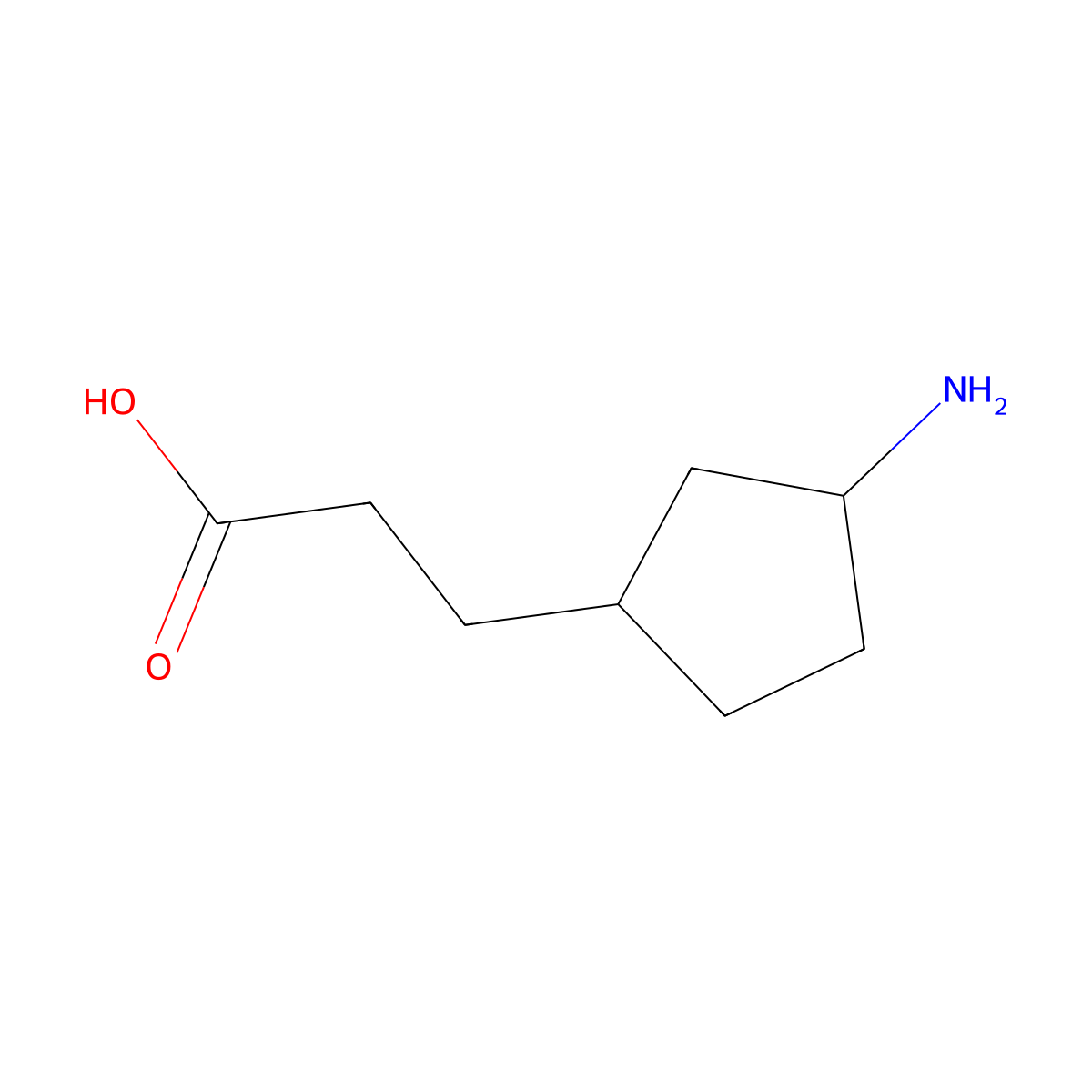 rac-3-[(1R,3R)-3-aminocyclopentyl]propanoic acid molecular structure, CAS 2580094-76-2