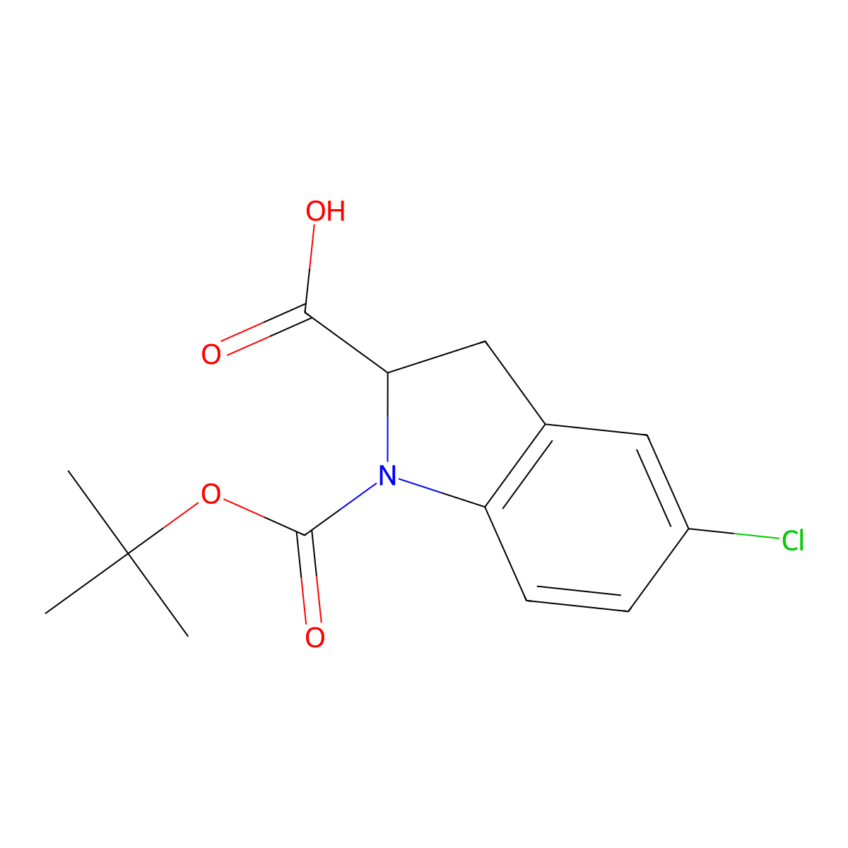 (2S)-1-[(tert-butoxy)carbonyl]-5-chloro-2,3-dihydro-1H-indole-2-carboxylic acid molecular structure, CAS 2580094-81-9