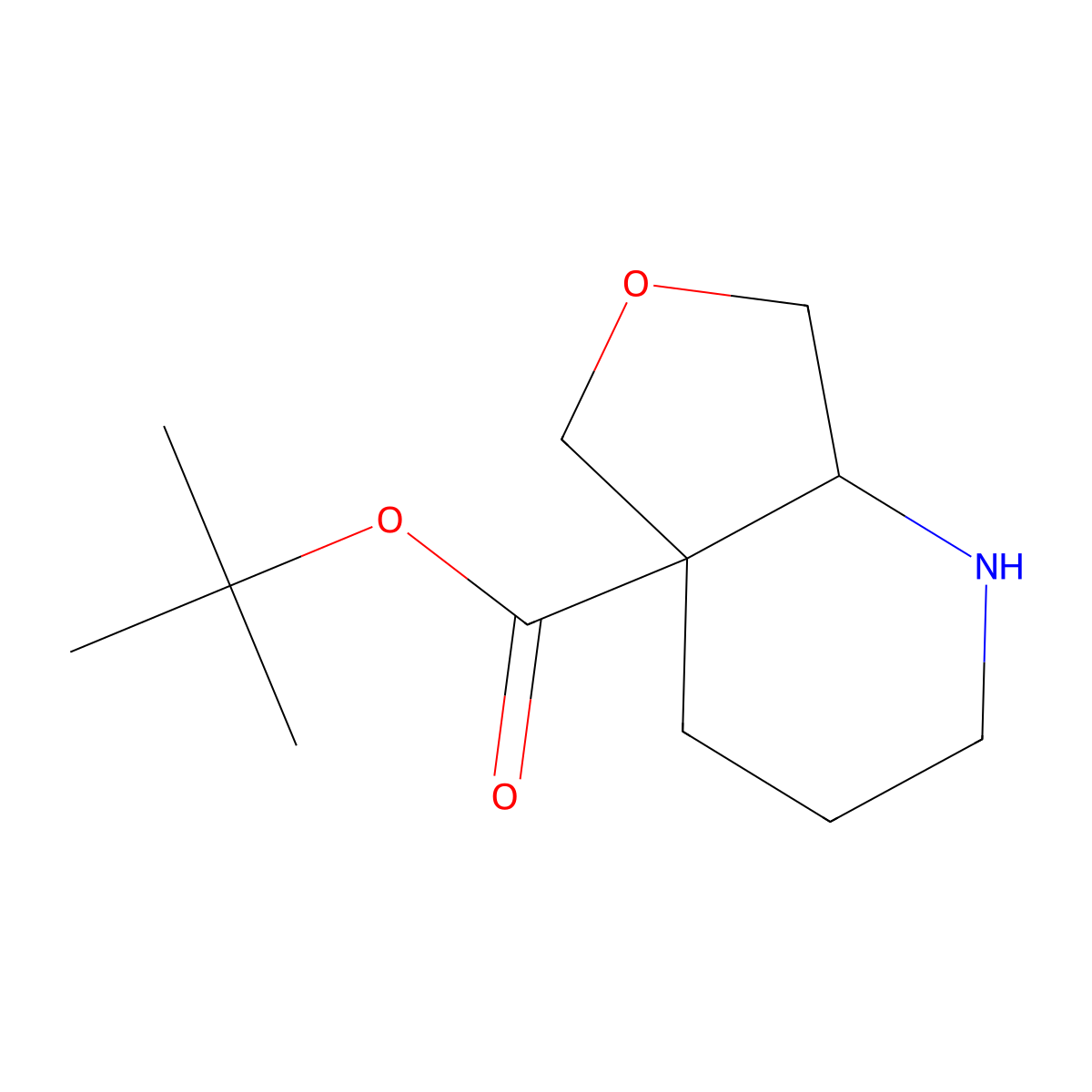 rac-tert-butyl (4aR,7aR)-octahydrofuro[3,4-b]pyridine-4a-carboxylate molecular structure, CAS 2580094-86-4