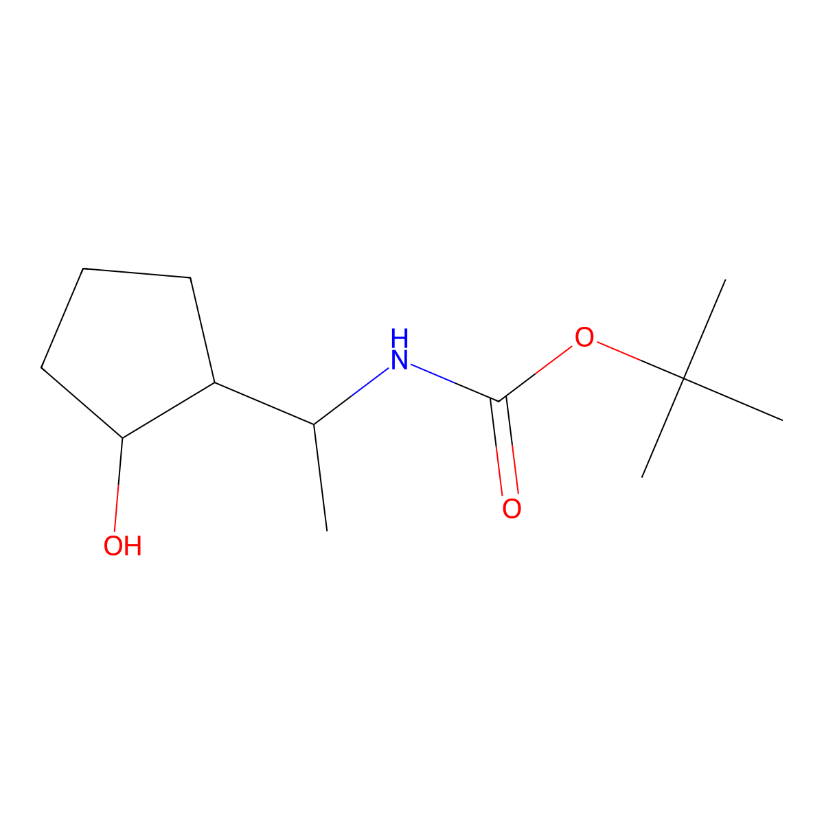 rac-tert-butyl N-[(1R)-1-[(1S,2S)-2-hydroxycyclopentyl]ethyl]carbamate molecular structure, CAS 2580094-90-0