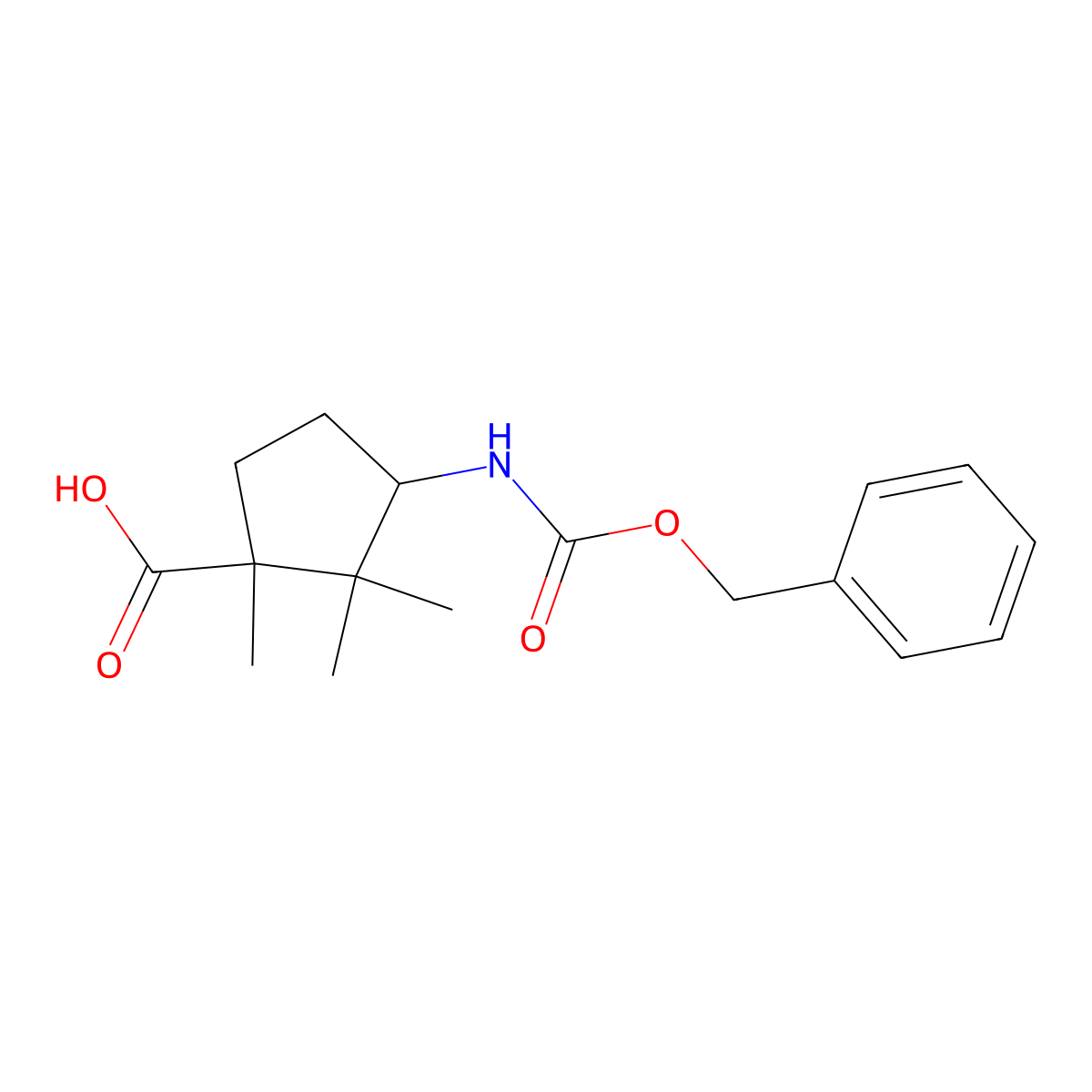 (1R,3S)-3-{[(benzyloxy)carbonyl]amino}-1,2,2-trimethylcyclopentane-1-carboxylic acid molecular structure, CAS 2580095-07-2