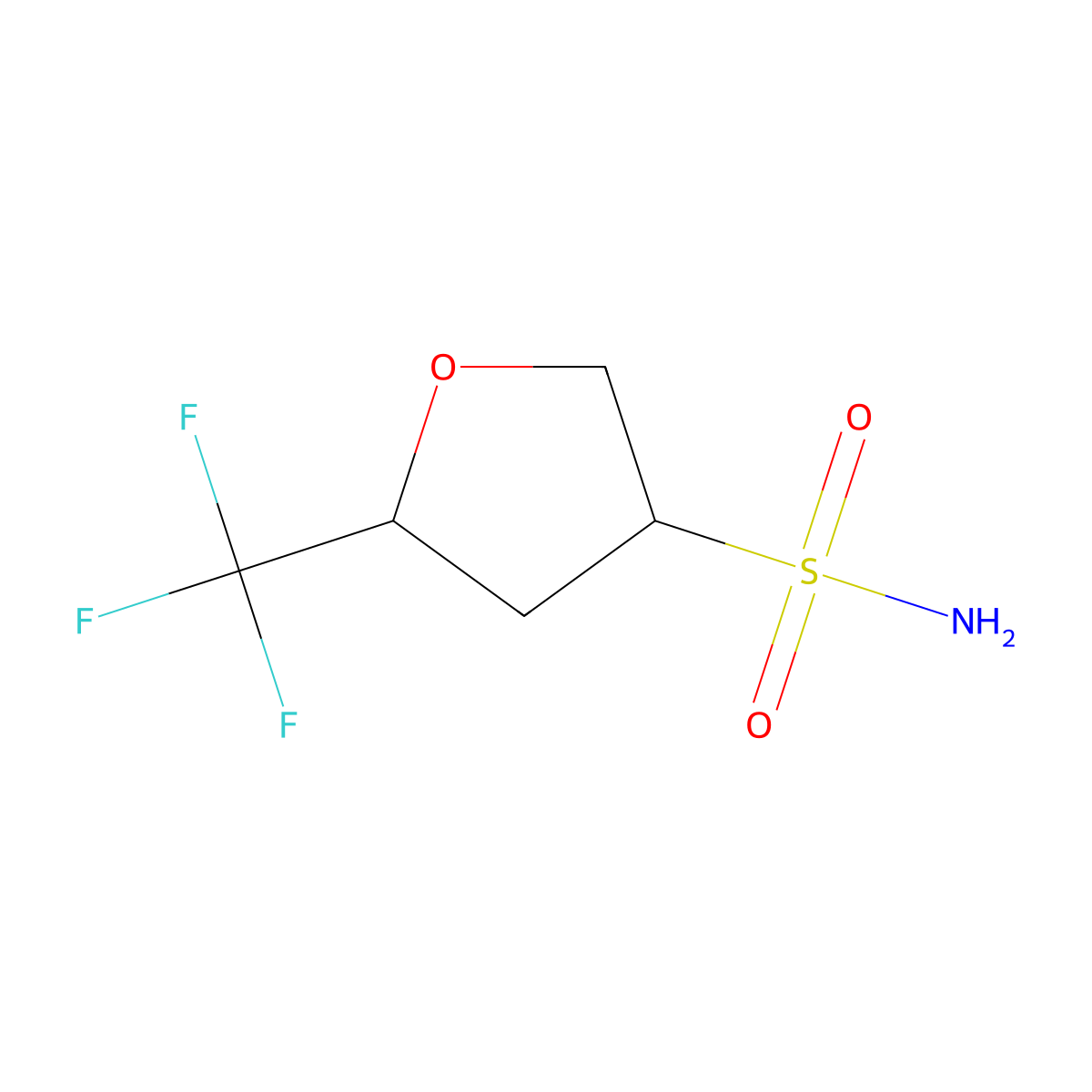 rac-(3R,5S)-5-(trifluoromethyl)oxolane-3-sulfonamide molecular structure, CAS 2580095-08-3