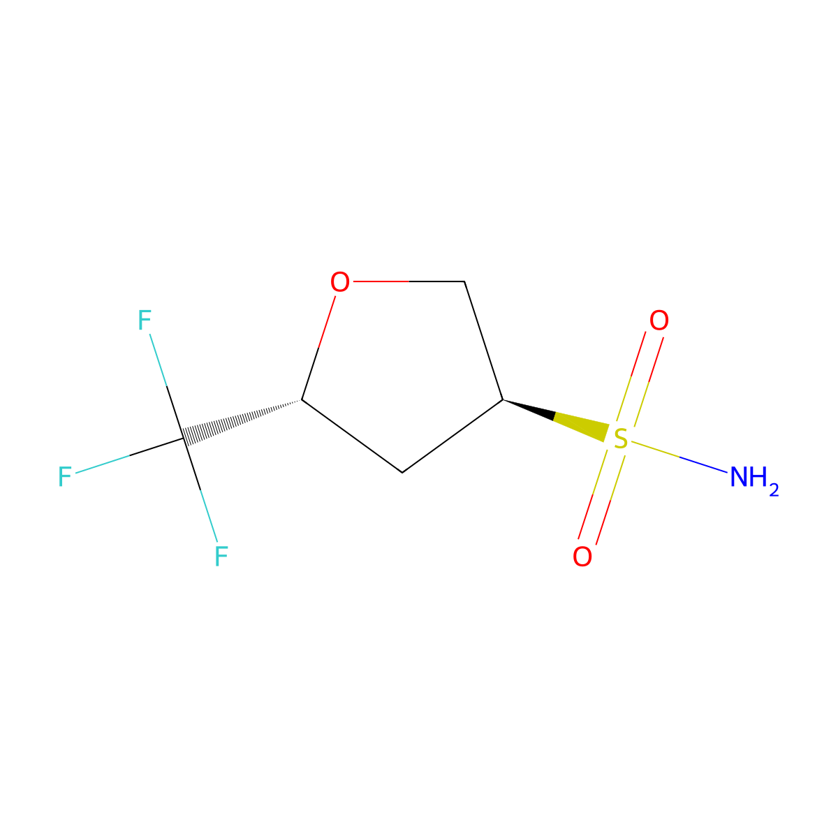 rac-(3R,5S)-5-(trifluoromethyl)oxolane-3-sulfonamide molecular structure, CAS 2580095-08-3