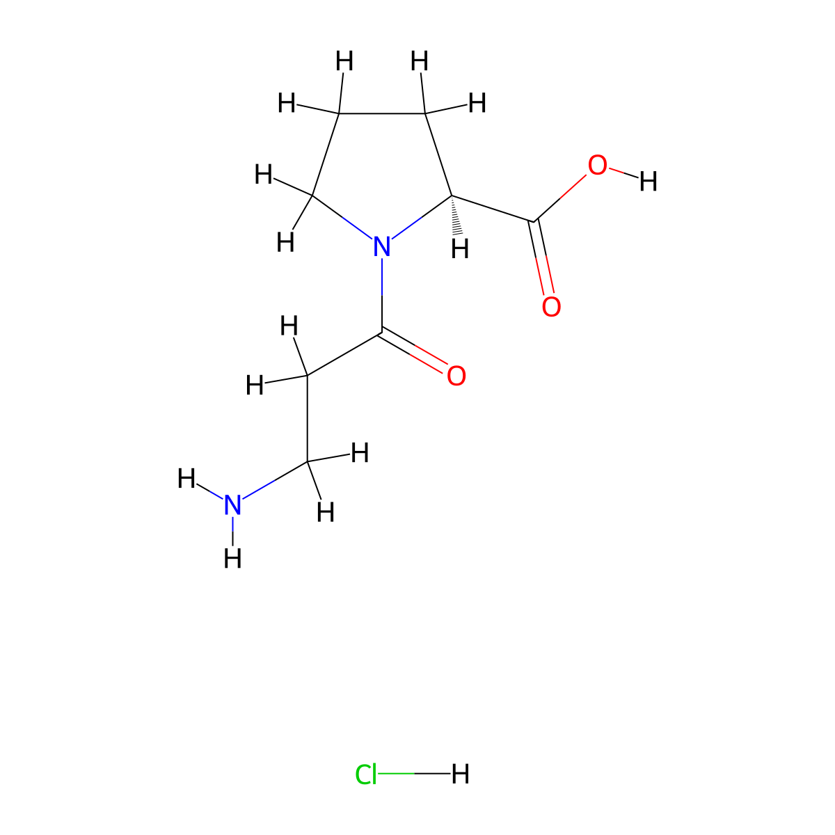 (2S)-1-(3-aminopropanoyl)pyrrolidine-2-carboxylic acid hydrochloride molecular structure, CAS 2580095-13-0