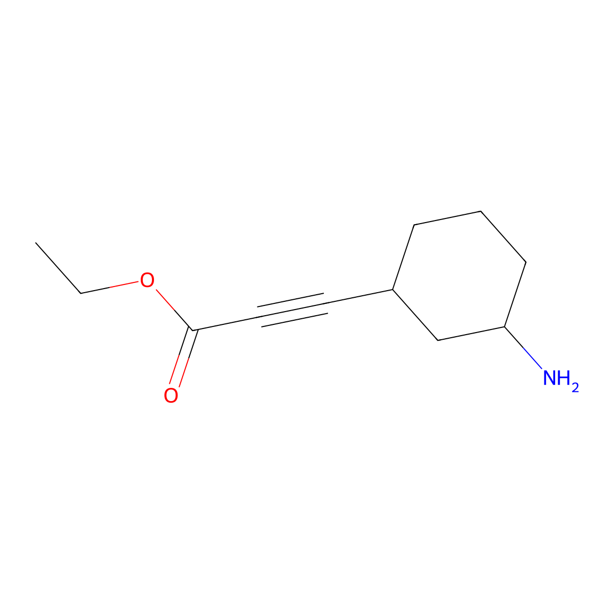 rac-ethyl 3-[(1R,3S)-3-aminocyclohexyl]prop-2-ynoate molecular structure, CAS 2580095-16-3