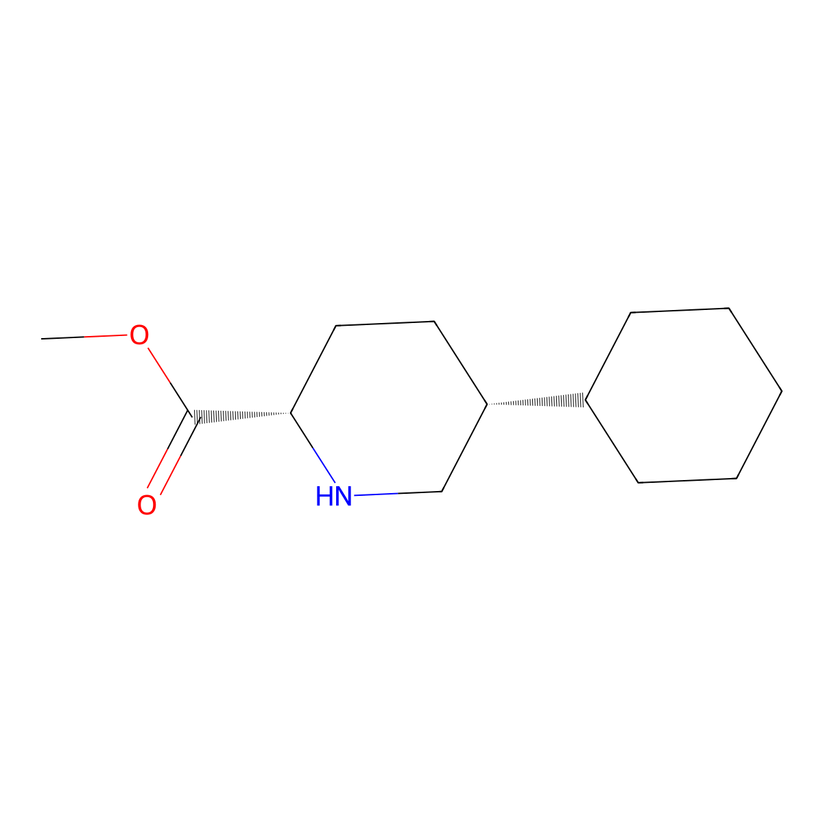 rac-methyl (2R,5S)-5-cyclohexylpiperidine-2-carboxylate molecular structure, CAS 2580095-22-1