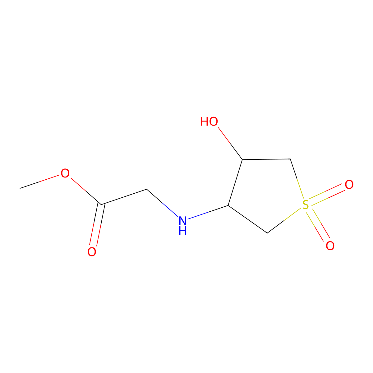 rac-methyl 2-{[(3R,4S)-4-hydroxy-1,1-dioxo-1lambda6-thiolan-3-yl]amino}acetate molecular structure, CAS 2580095-26-5