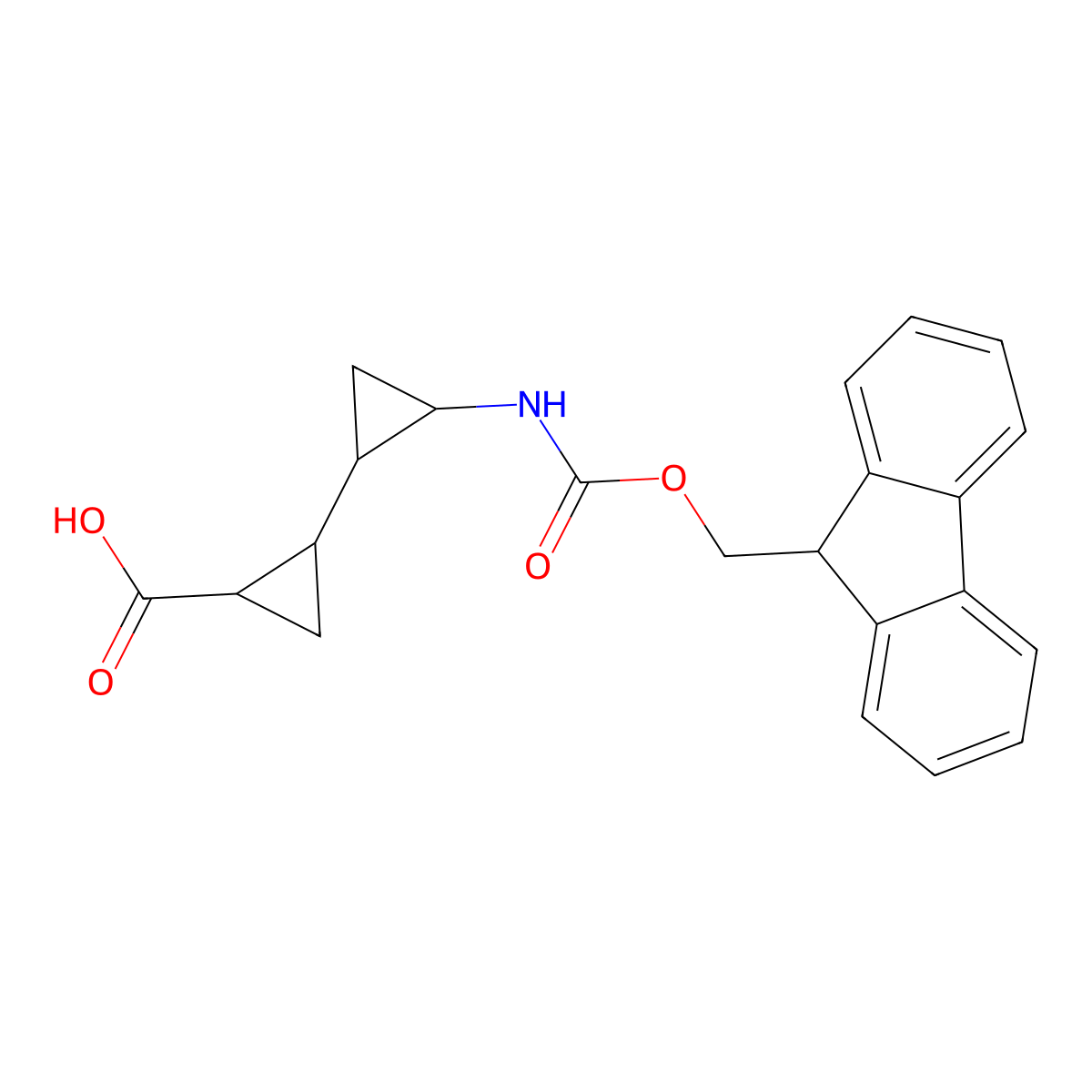 (1RS,1'RS&,2RS,2'RS&)-2'-({[(9H-fluoren-9-yl)methoxy]carbonyl}amino)-[1,1'-bi(cyclopropane)]-2-carboxylic acid molecular structure, CAS 2580095-29-8
