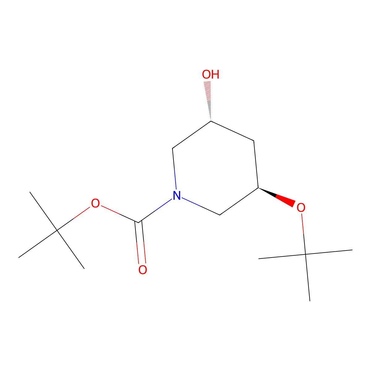 tert-butyl (3R,5R)-3-(tert-butoxy)-5-hydroxypiperidine-1-carboxylate molecular structure, CAS 2580095-36-7