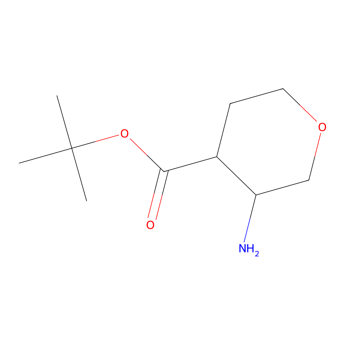 rac-tert-butyl (3R,4R)-3-aminooxane-4-carboxylate molecular structure, CAS 2580095-41-4