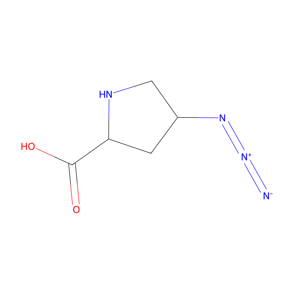 (2R,4R)-4-Azidopyrrolidine-2-carboxylic acid molecular structure, CAS 2580095-44-7