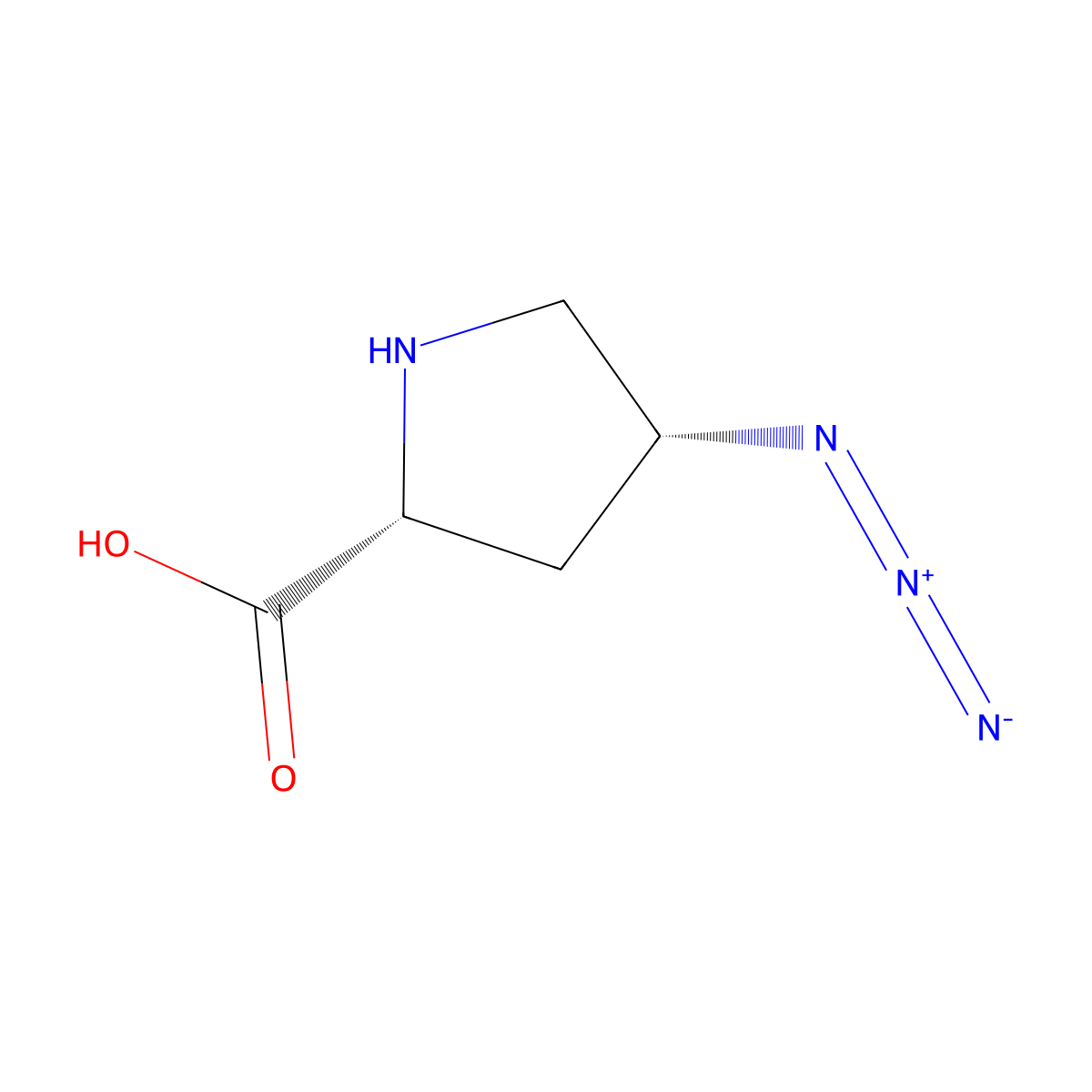 (2R,4R)-4-Azidopyrrolidine-2-carboxylic acid molecular structure, CAS 2580095-44-7