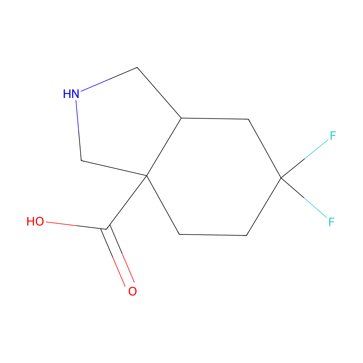 rac-(3aR,7aR)-6,6-difluoro-octahydro-1H-isoindole-3a-carboxylicacid,cis molecular structure, CAS 2580095-50-5