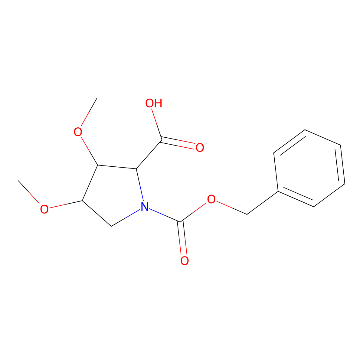 rac-(2R,3S,4R)-1-[(benzyloxy)carbonyl]-3,4-dimethoxypyrrolidine-2-carboxylic acid molecular structure, CAS 2580095-54-9