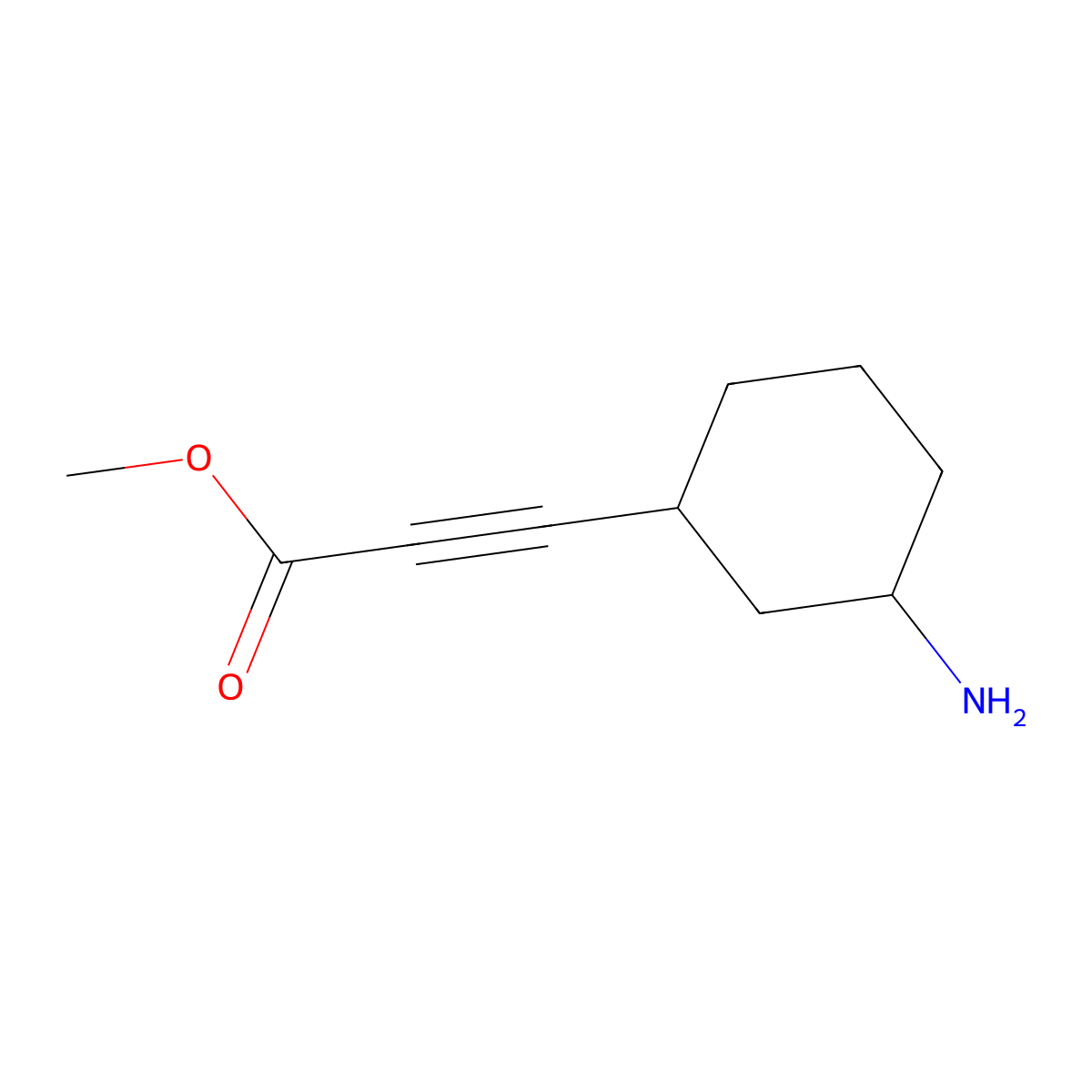 rac-methyl 3-[(1R,3S)-3-aminocyclohexyl]prop-2-ynoate molecular structure, CAS 2580095-55-0